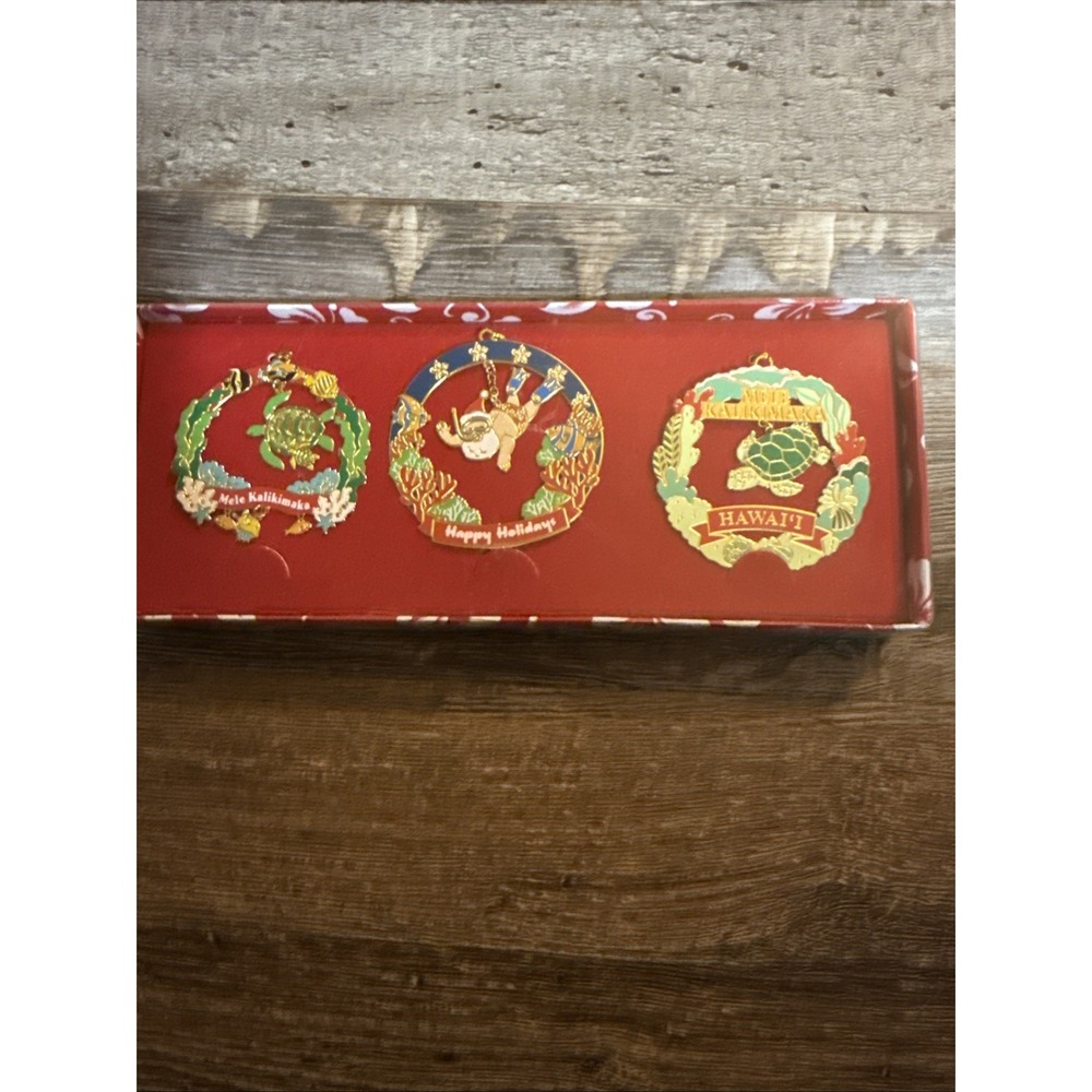 Island Heritage Hawaiian Hawaii Christmas Celebration Ornaments Set Of 3, 2 X 2"